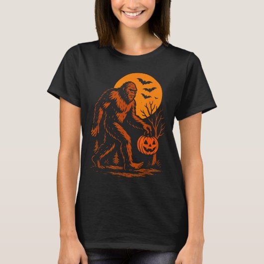 Bigfoot Halloween Sasquatch Jack O Lantern T-Shirt (Vorderseite)