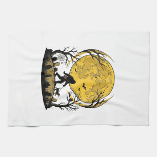 Bigfoot Halloween-Shirt Vollmond-Hunde-Spaziergang Geschirrtuch