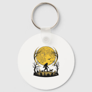 Bigfoot Halloween-Shirt Vollmond-Hunde-Spaziergang Schlüsselanhänger
