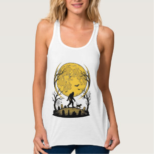 Bigfoot Halloween-Shirt Vollmond-Hunde-Spaziergang Tank Top