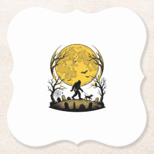 Bigfoot Halloween-Shirt Vollmond-Hunde-Spaziergang Untersetzer