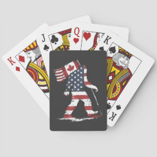 Bigfoot hält kanadische Flagge 51. Staat Trump Spielkarten