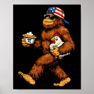 Bigfoot hält Pi Math Huhn Lustiger Pi-Tag Lehren Poster