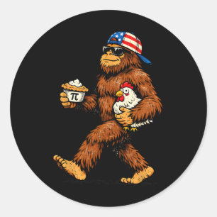 Bigfoot hält Pi Math Huhn Lustiger Pi-Tag Lehren Runder Aufkleber