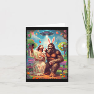 Bigfoot Hase lustiges Ostern Jesus Sasquatch Selfi Karte