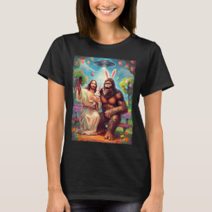 Bigfoot Hase lustiges Ostern Jesus Sasquatch Selfi T-Shirt