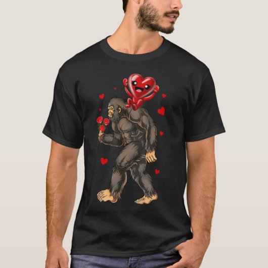 Bigfoot Heart Funny Sasquatch Valentinstag T-Shirt (Vorderseite)