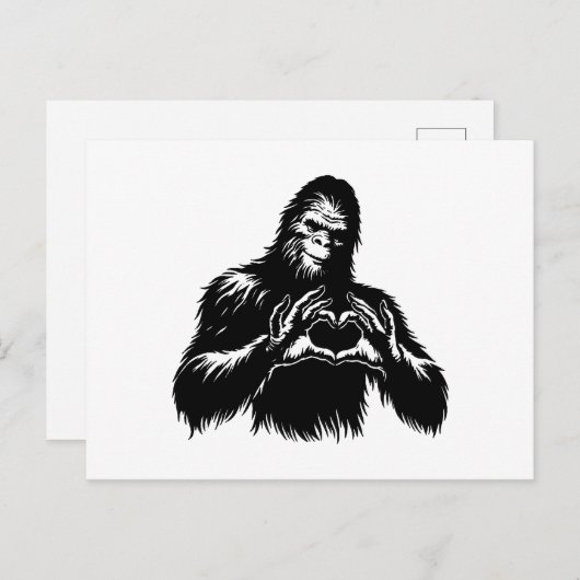Bigfoot Heart Hands Feiertagspostkarte (Vorne/Hinten)