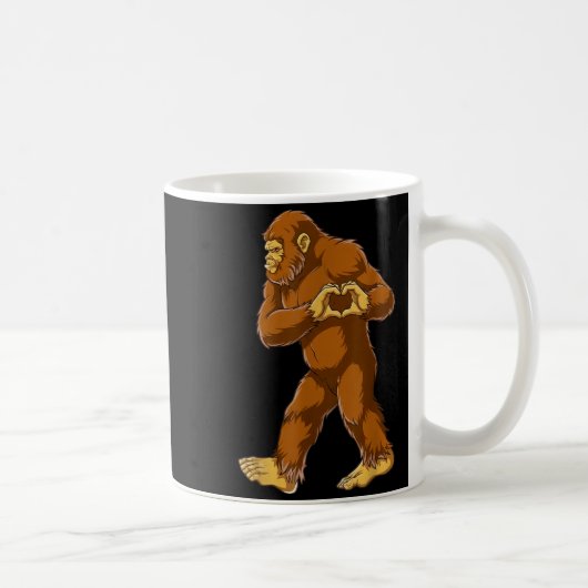 Bigfoot Heart Hands Funny Sasquatch Lover Valentin Kaffeetasse (Rechts)