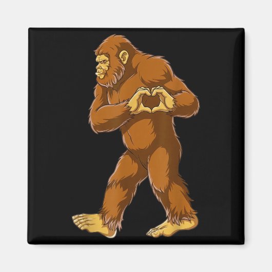 Bigfoot Heart Hands Funny Sasquatch Lover Valentin Magnet (Vorne)