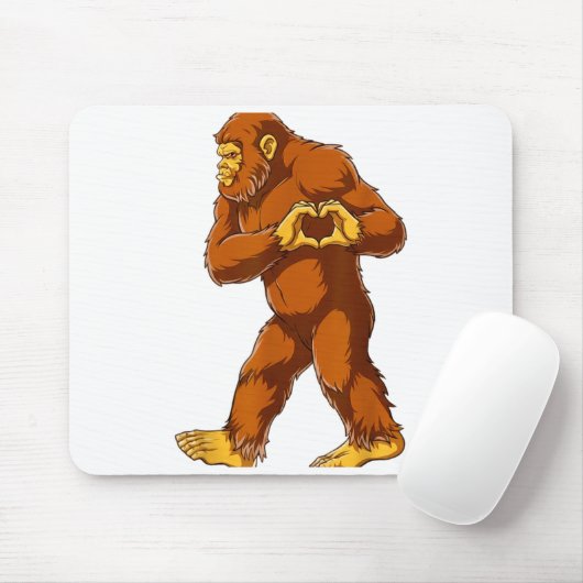 Bigfoot Heart Hands Funny Sasquatch Lover Valentin Mousepad (Mit Mouse)