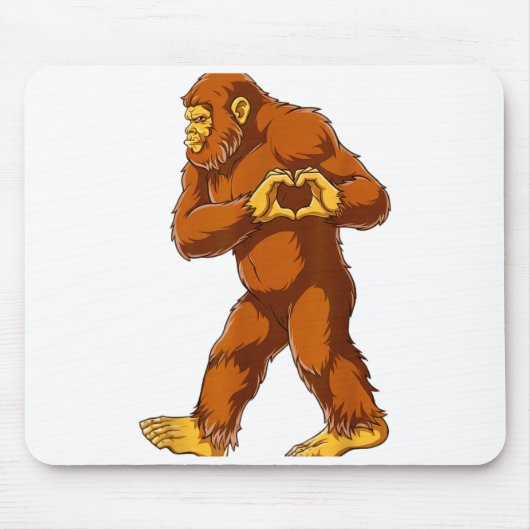 Bigfoot Heart Hands Funny Sasquatch Lover Valentin Mousepad (Vorne)