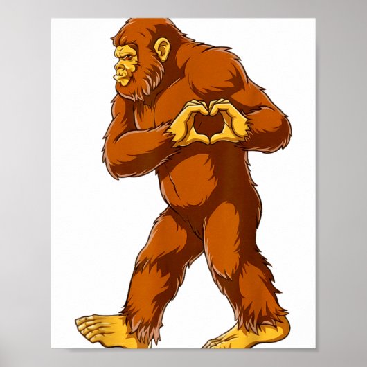 Bigfoot Heart Hands Funny Sasquatch Lover Valentin Poster (Vorne)
