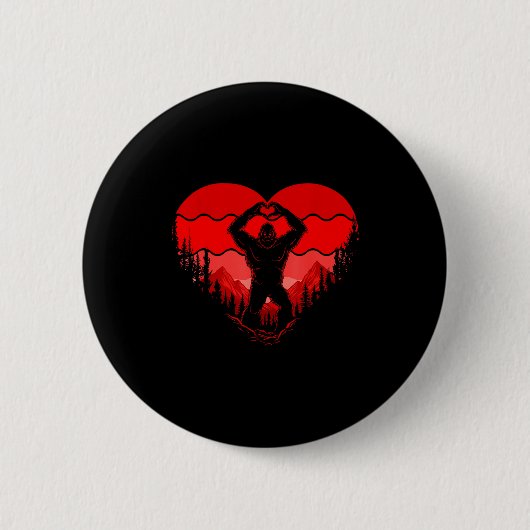 Bigfoot Heart Valentine's Day Boys Girls Kids Love Button (Vorderseite)