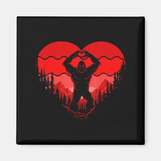 Bigfoot Heart Valentine's Day Boys Girls Kids Love Magnet (Vorne)