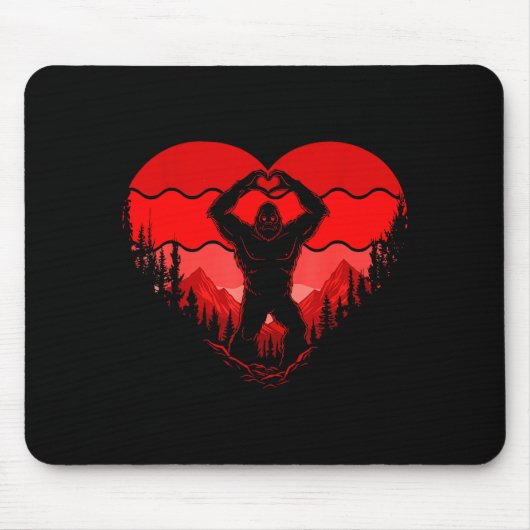 Bigfoot Heart Valentine's Day Boys Girls Kids Love Mousepad (Vorne)