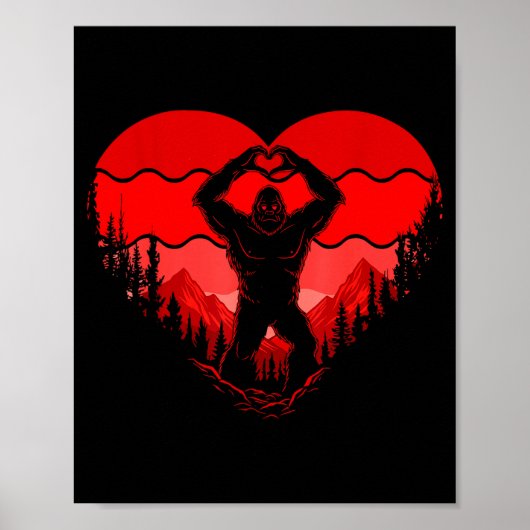 Bigfoot Heart Valentine's Day Boys Girls Kids Love Poster (Vorne)