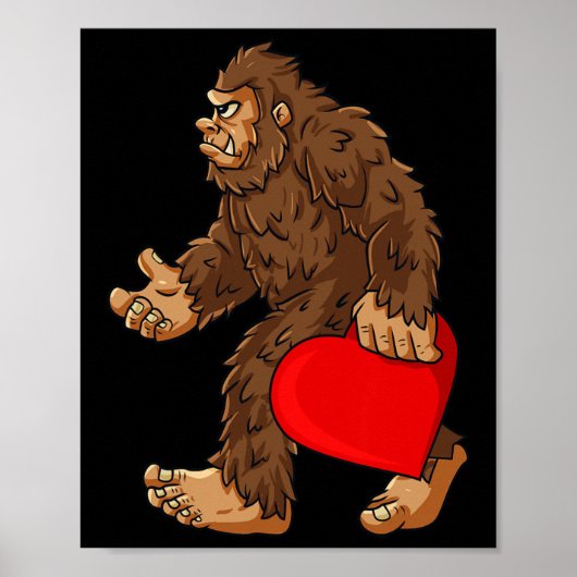 Bigfoot Heart Valentine's Day Boys Girls Kinder Sa Poster (Vorne)