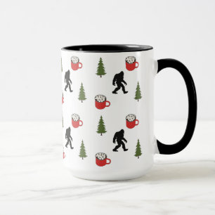 Bigfoot, heiße Kakao, Kiefernbaum, Muster im Freie Tasse
