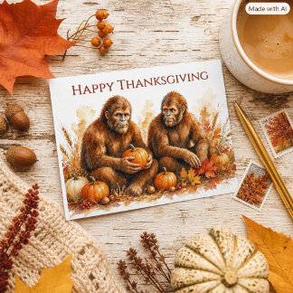 Bigfoot Herbst Kürbisse Natur Erntedankfest Postkarte