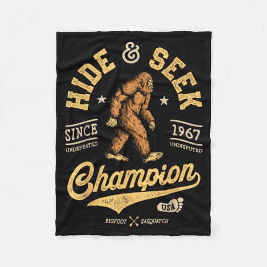 Bigfoot Hide And Seek Chamon Funny Sasquatch Retro Fleecedecke (Vorderseite)