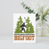 Bigfoot Hide und Seek Champion Pacific Nordwest Postkarte (Stehend Vorderseite)