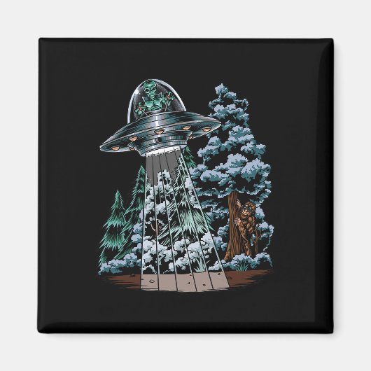 Bigfoot Hiding From Alien In a UFO Hinter Rad Magnet (Vorne)