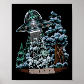 Bigfoot Hiding From Alien In a UFO Hinter Rad Poster (Vorne)
