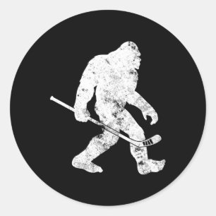 Bigfoot Hockey Vintag Sasquatch Funny Men G Runder Aufkleber