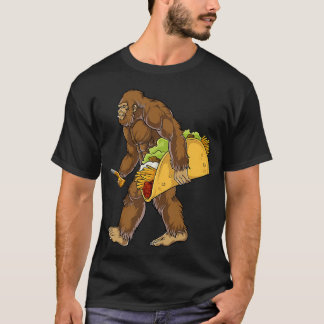 Bigfoot Holding A Tacocarry A Taco Sasquatch T-Shirt