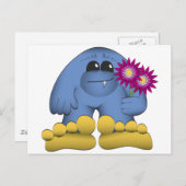 Bigfoot Holding-Blume Postkarte (Vorne/Hinten)