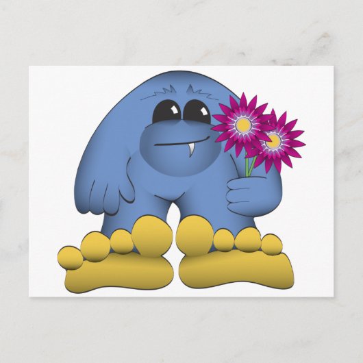 Bigfoot Holding-Blume Postkarte (Vorderseite)