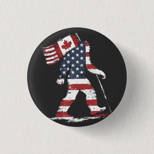 Bigfoot Holding Canada Flag 51. Staat Trump Button (Vorderseite)