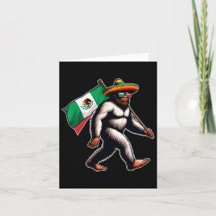 Bigfoot Holding Mexico Flag Funny Cinco De Mayo Karte