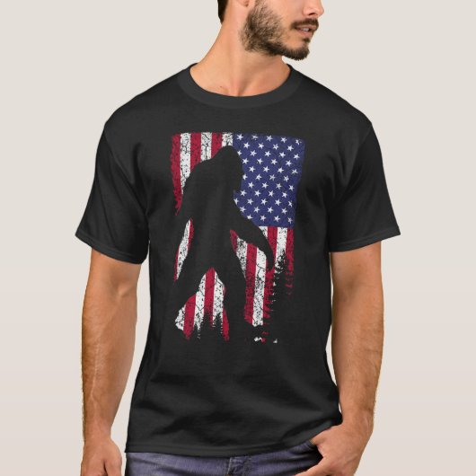 Bigfoot I glaube Sasquatch American USA Flag T-Shirt (Vorderseite)