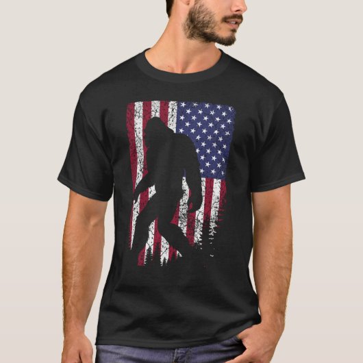 Bigfoot I glaube Sasquatch American USA Flag T-Shirt (Vorderseite)