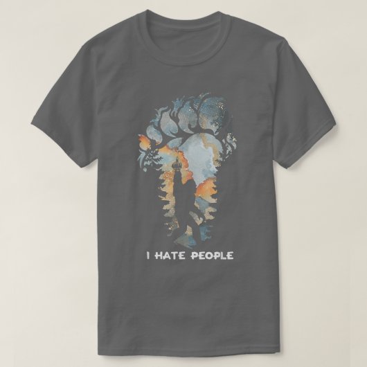 Bigfoot I Hasse Menschen Bigfoot Camping Watercolo T-Shirt (Design vorne)