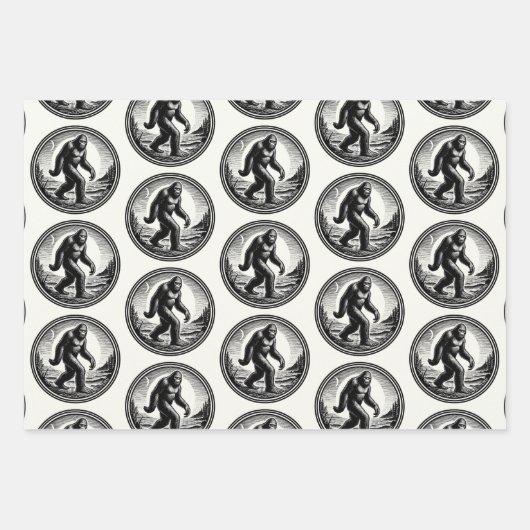Bigfoot Illustration Folklore Geschenkpapier Set (Vorderseite)