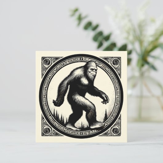 Bigfoot Illustration Folklore Karte (Stehend Vorderseite)