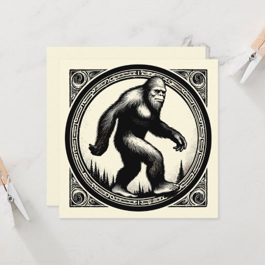 Bigfoot Illustration Folklore Karte (Vorderseite/Rückseite Beispiel)