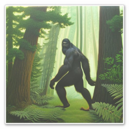 Bigfoot im Wald Aufkleber (Vorderseite)