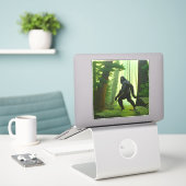 Bigfoot im Wald Aufkleber (Laptop auf Schreibtisch)