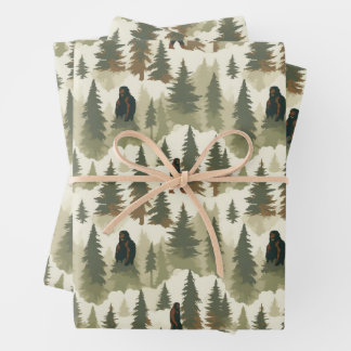 Bigfoot im Wald Geschenkpapier Set