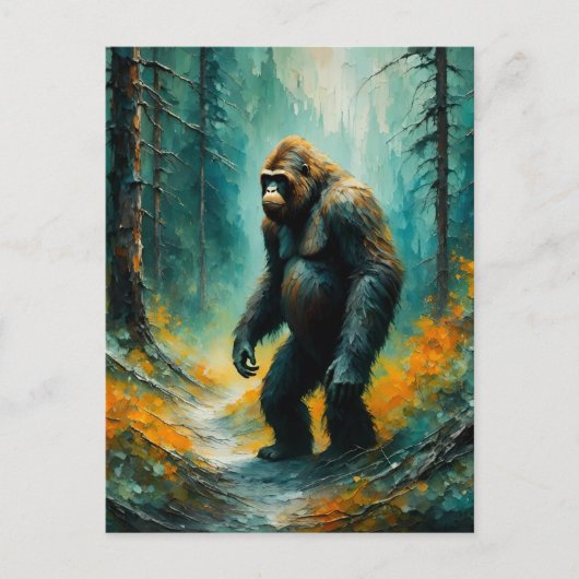 Bigfoot im Wald Postcard Postkarte (Vorderseite)