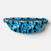 Bigfoot in Forest Trees and Mountains Monogram Bauchtasche (Ablage )