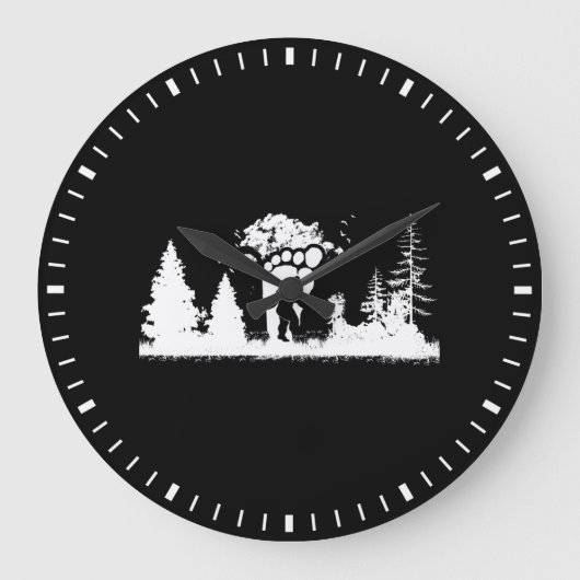 Bigfoot in the Forest Sasquatch Yeti Große Wanduhr (Vorderseite)