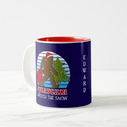 Bigfoot Individuelle Name Christmas Zweifarbige Tasse (Vorderseite Links)