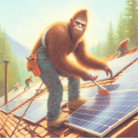 Bigfoot Installation von Solarmodulen Aufkleber (Vorderseite)