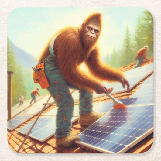 Bigfoot Installation von Solarmodulen Rechteckiger Pappuntersetzer (Vorderseite)