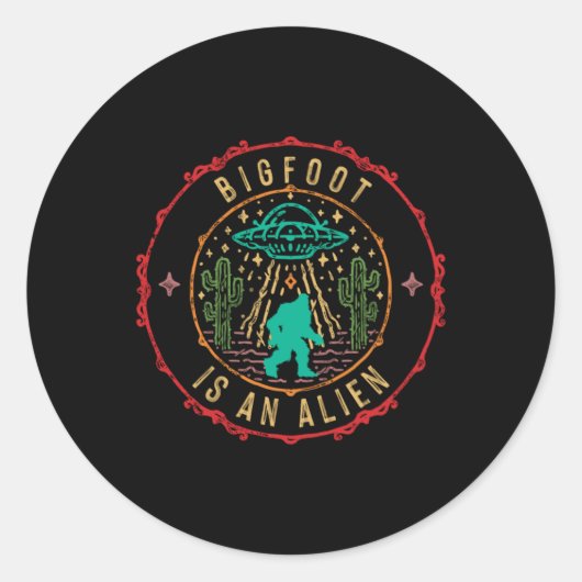 Bigfoot Is An Alien Ufo Abduction Aliens Gift Runder Aufkleber (Vorderseite)